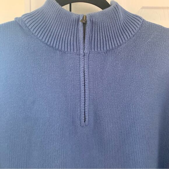 L.L. Bean Dusty Coastal Blue Cotton Quarter Zip Sweater - Picture 3 of 6
